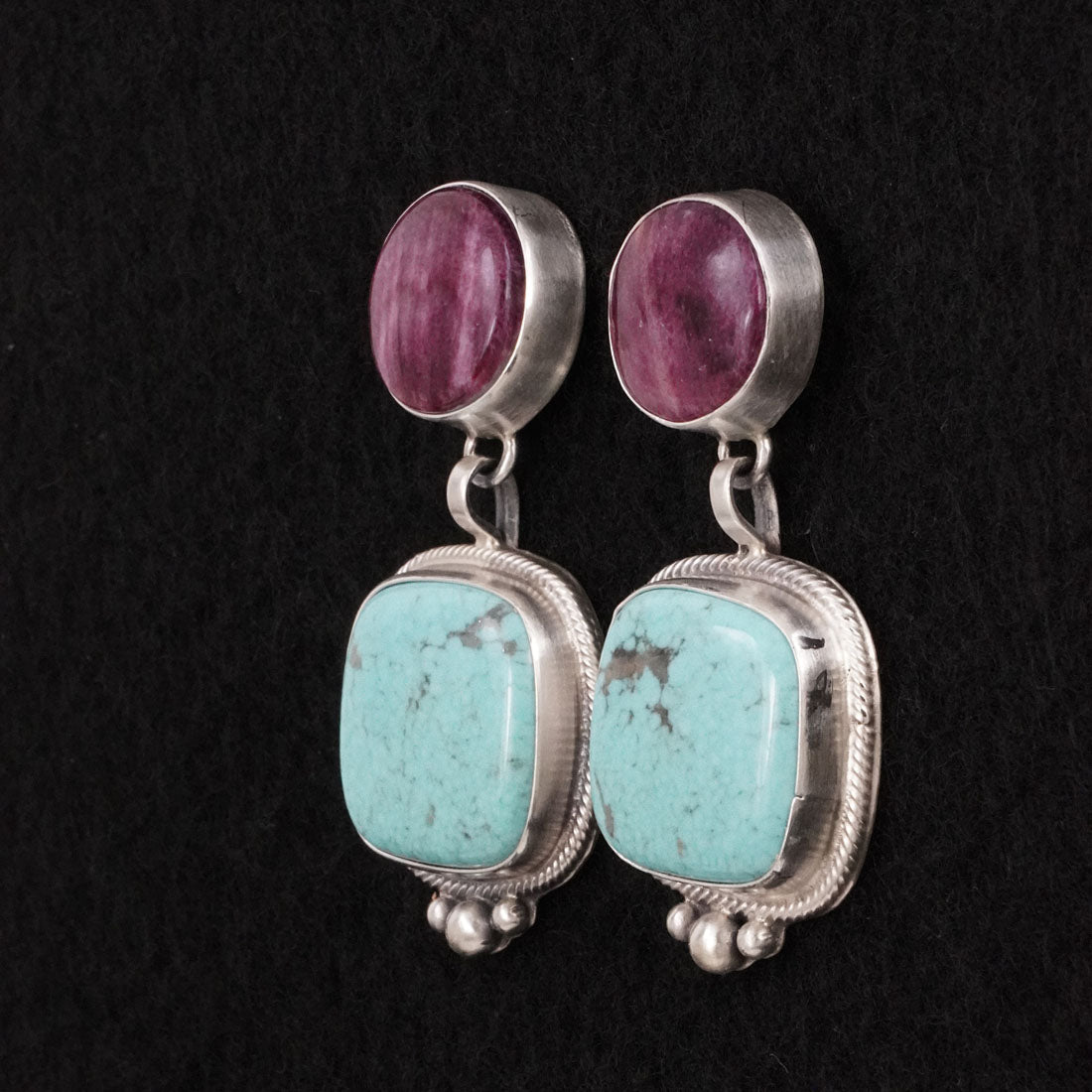 Thomas Francisco Turquoise, Spiny Oyster & Sterling Silver Earrings
