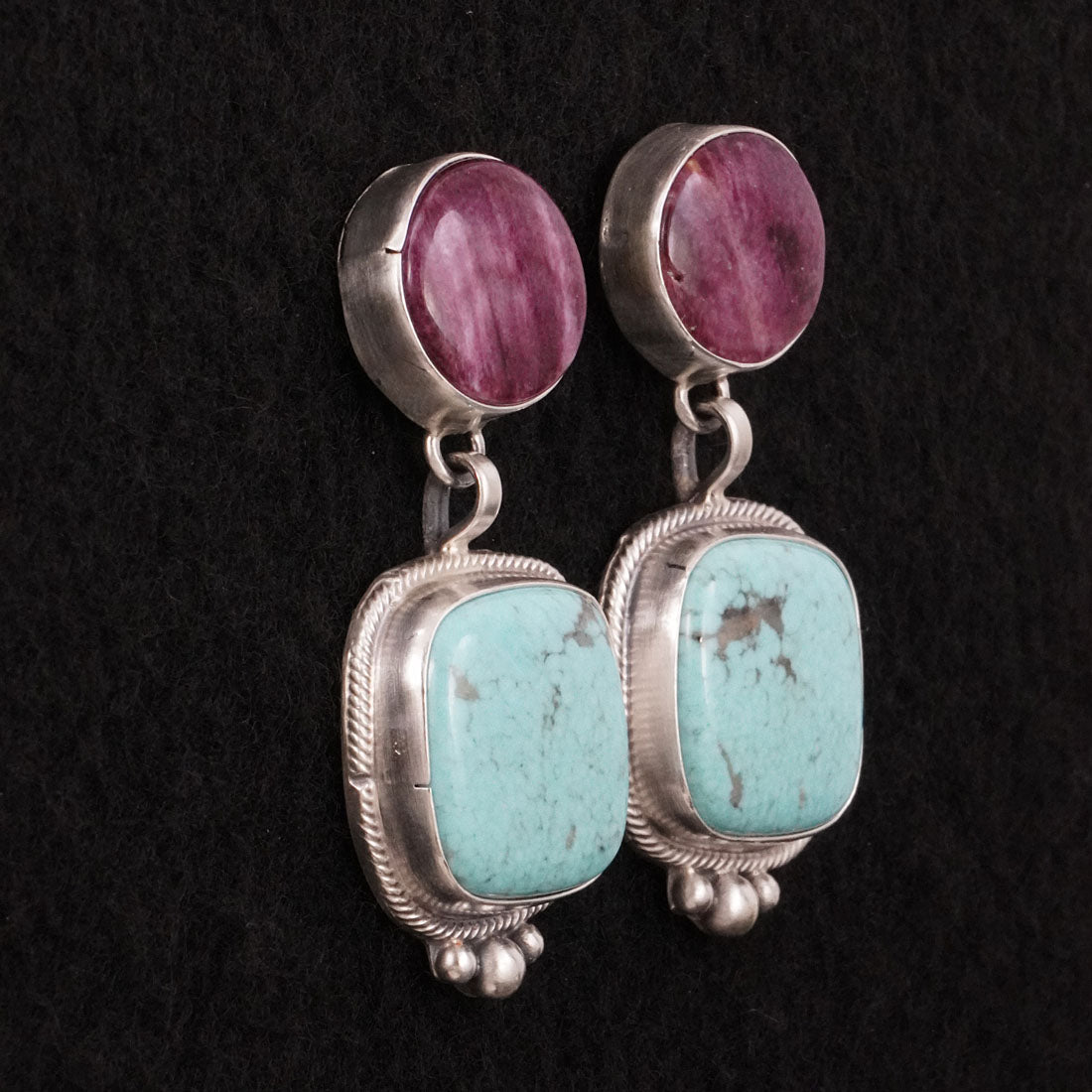Thomas Francisco Turquoise, Spiny Oyster & Sterling Silver Earrings