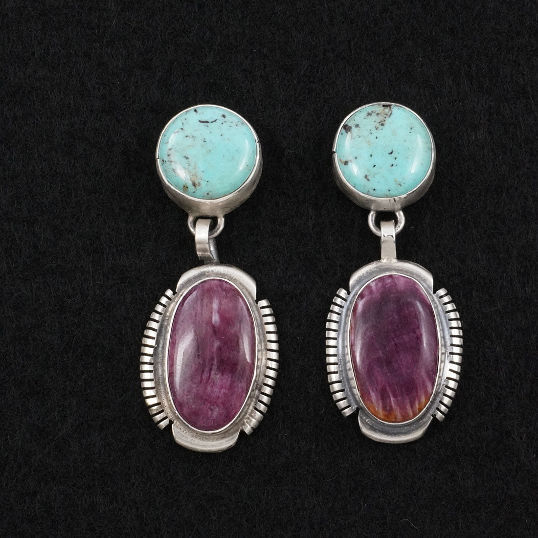 Thomas Francisco Turquoise, Spiny Oyster & Sterling Silver Earrings