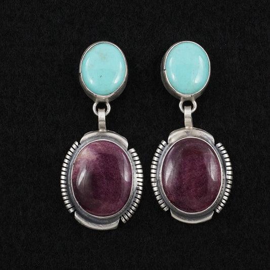 Thomas Francisco Turquoise, Spiny Oyster & Sterling Silver Earrings