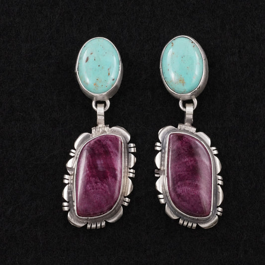 Thomas Francisco Turquoise, Spiny Oyster & Sterling Silver Earrings
