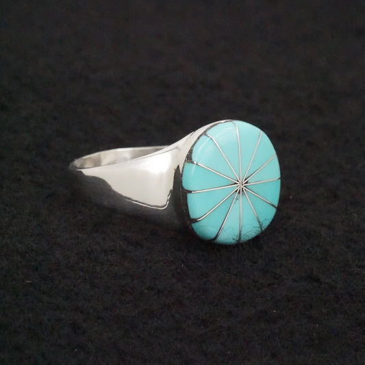 Johnson Laweka Turquoise & Sterling Silver Ring Size 11