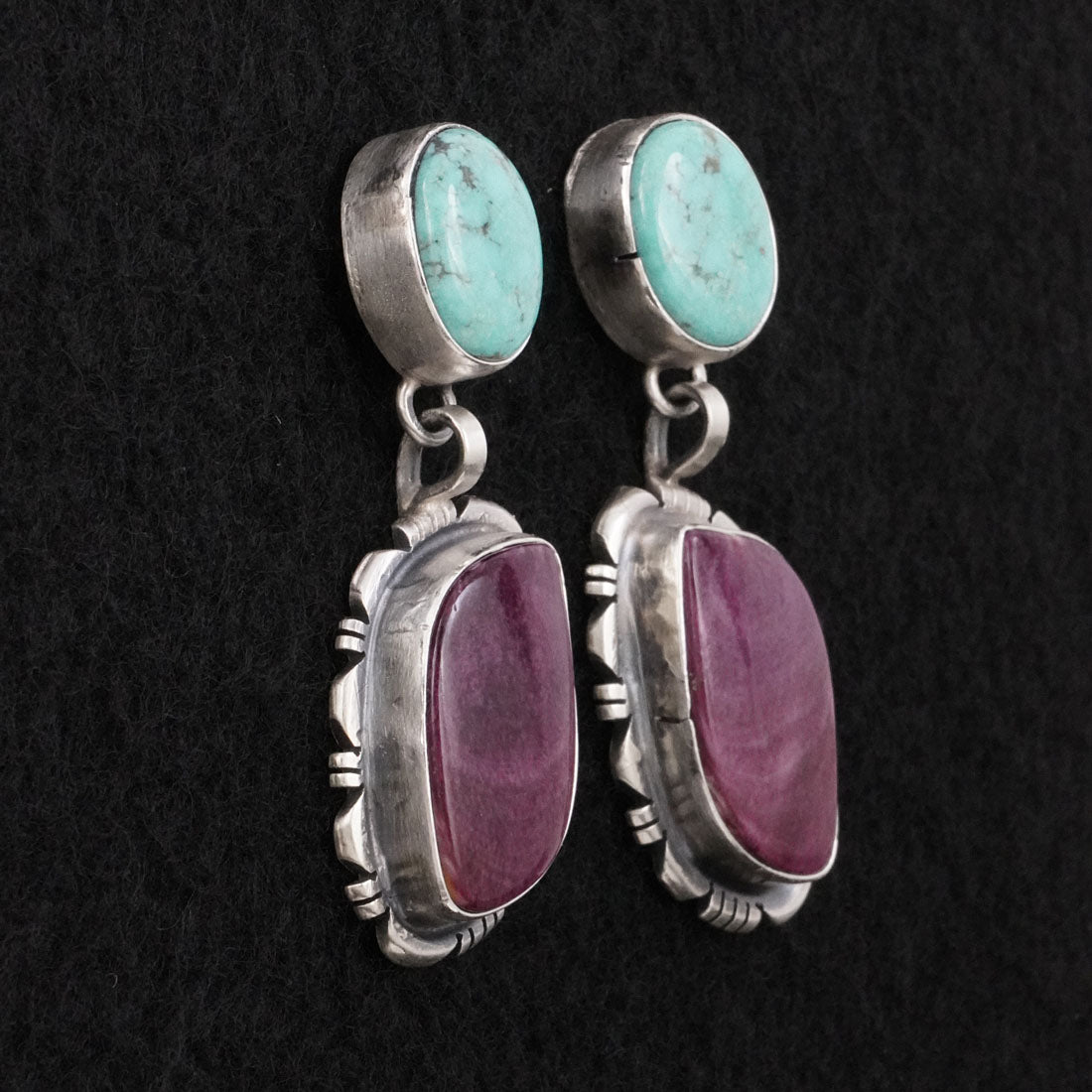 Thomas Francisco Turquoise, Spiny Oyster & Sterling Silver Earrings