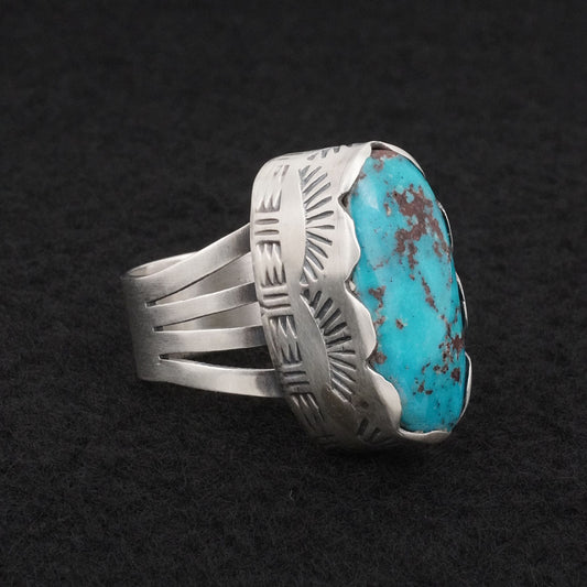 Paul Livingston Turquoise & Sterling Silver Ring Size 8