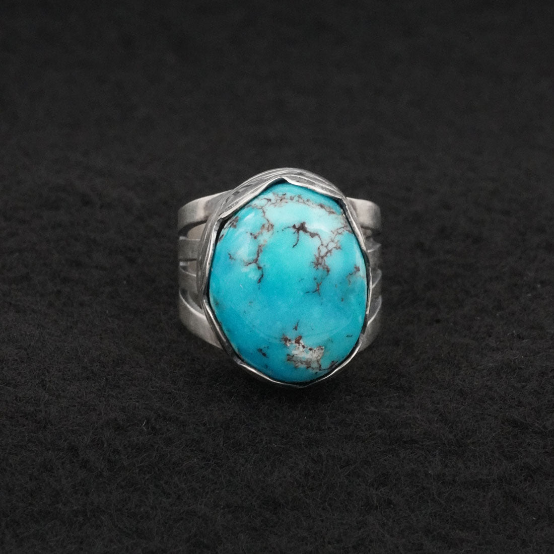 Paul Livingston Turquoise & Sterling Silver Ring Size 7.5
