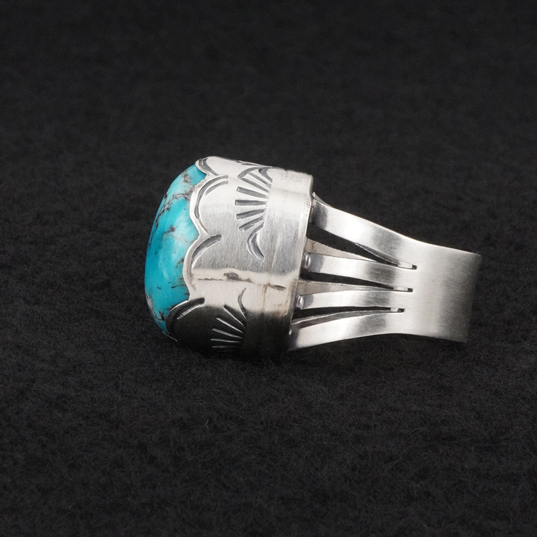 Paul Livingston Turquoise & Sterling Silver Ring Size 7.5