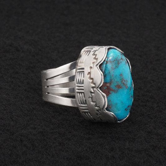 Paul Livingston Turquoise & Sterling Silver Ring Size 7.5