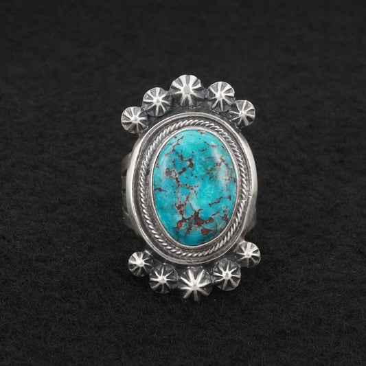 Paul Livingston Turquoise & Sterling Silver Ring Size 9