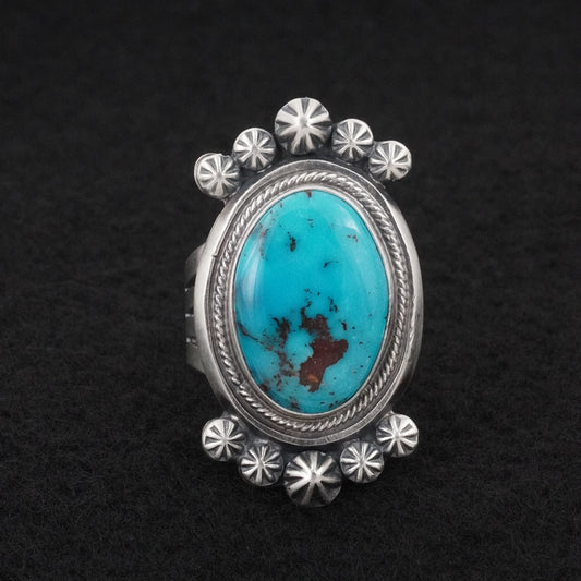Paul Livingston Turquoise & Sterling Silver Ring Size 9.5