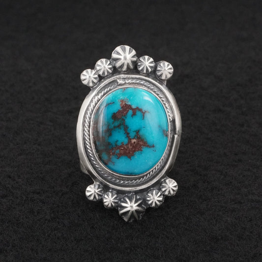 Paul Livingston Turquoise & Sterling Silver Ring Size 7.5
