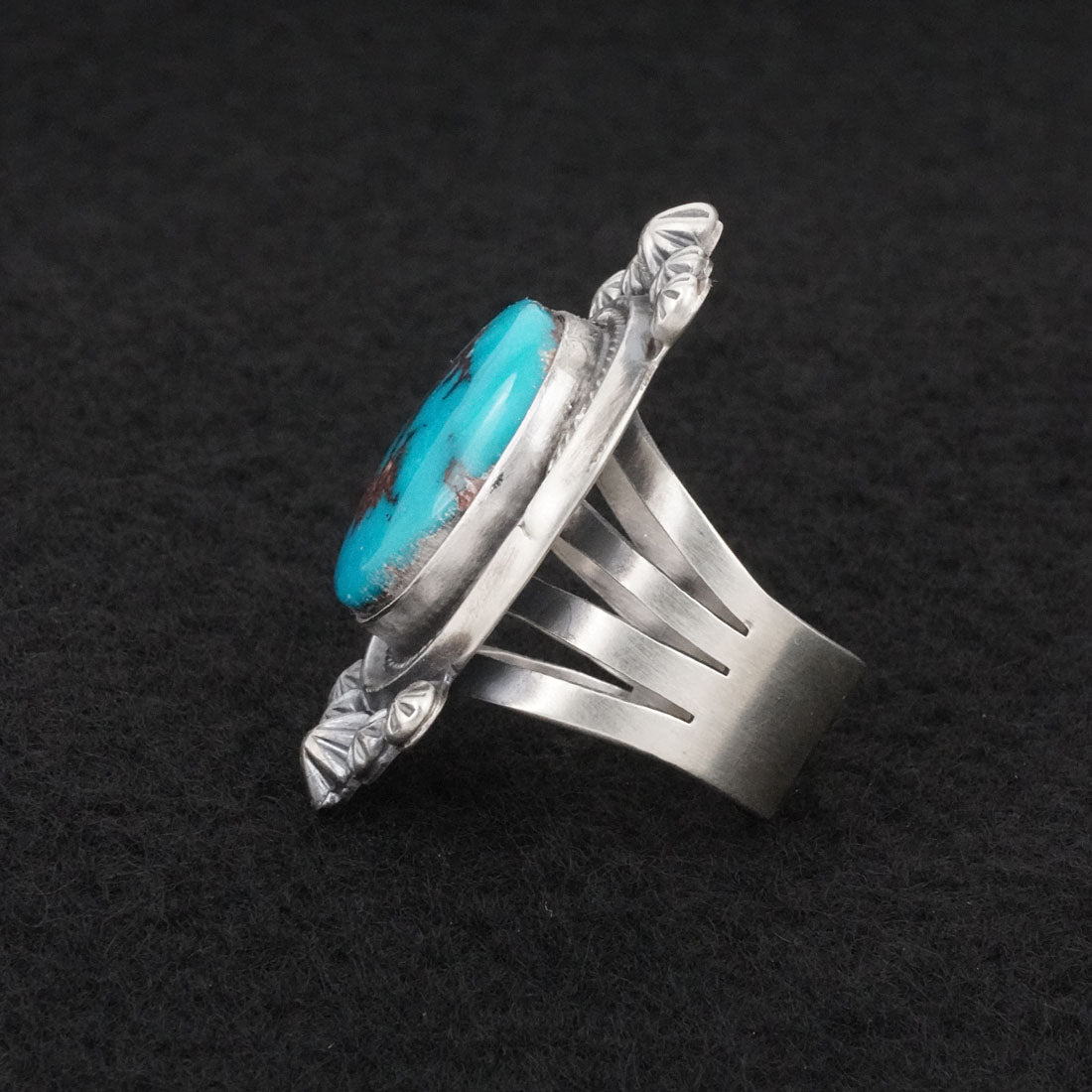 Paul Livingston Turquoise & Sterling Silver Ring Size 7.5