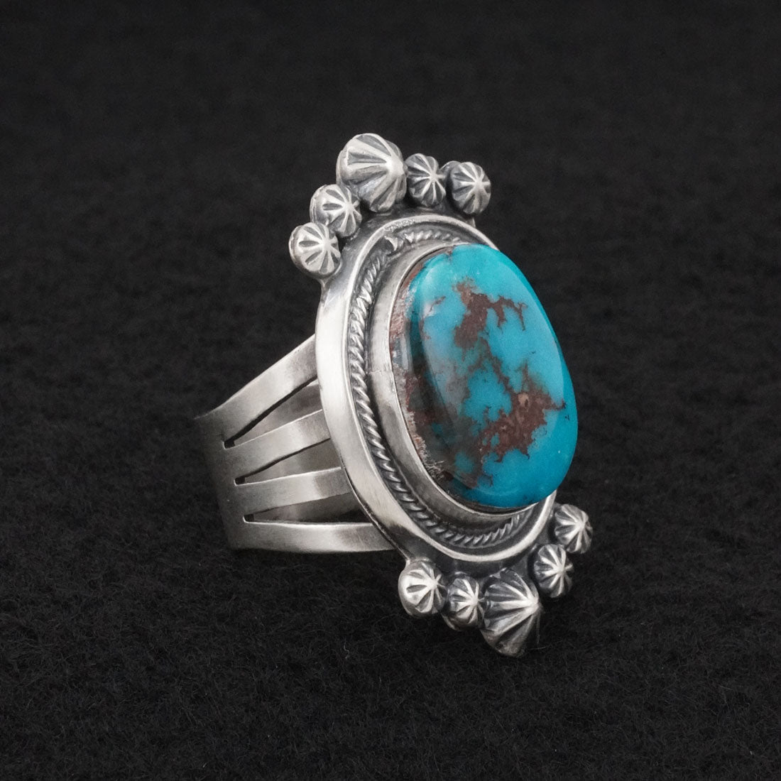Paul Livingston Turquoise & Sterling Silver Ring Size 7.5