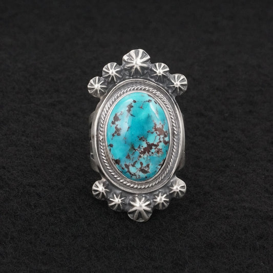 Paul Livingston Turquoise & Sterling Silver Ring Size 8