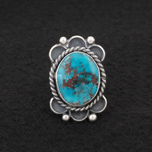 Paul Livingston Turquoise & Sterling Silver Ring Size 8