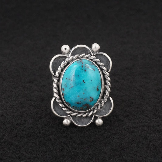 Paul Livingston Turquoise & Sterling Silver Ring Size 8