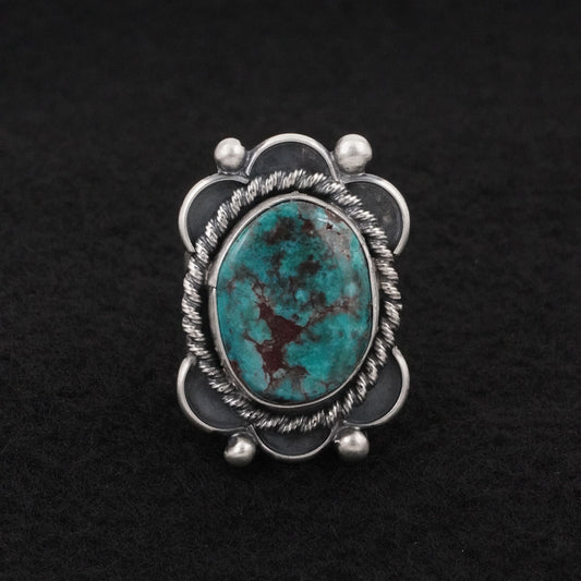 Paul Livingston Turquoise & Sterling Silver Ring Size 7.5