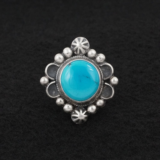 Kathleen Livingston Turquoise & Sterling Silver Ring Size 7.5