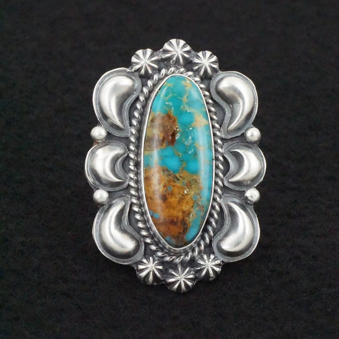 Raymond Delgarito Turquoise & Sterling Silver Ring Size 8