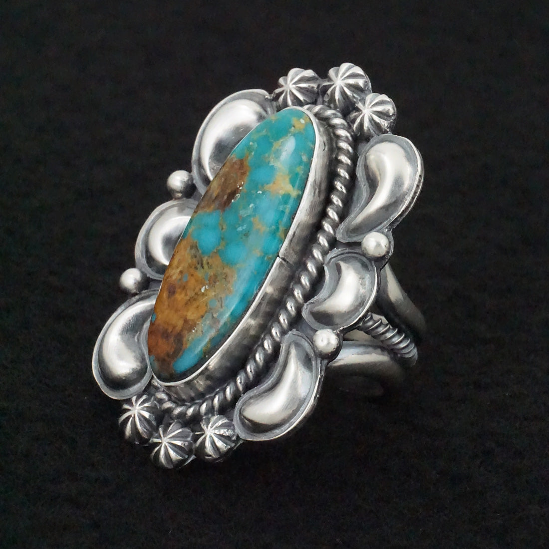 Raymond Delgarito Turquoise & Sterling Silver Ring Size 8