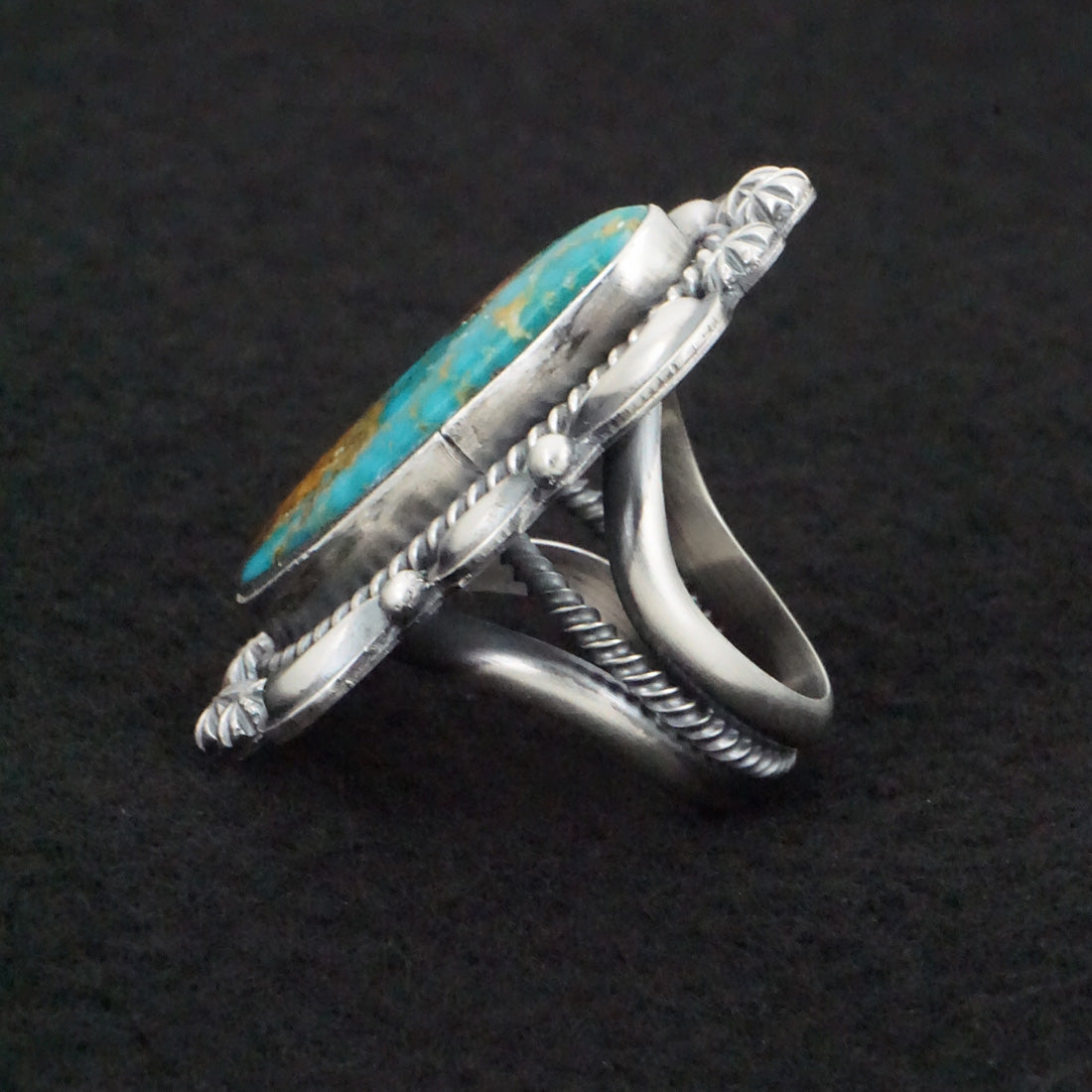 Raymond Delgarito Turquoise & Sterling Silver Ring Size 8