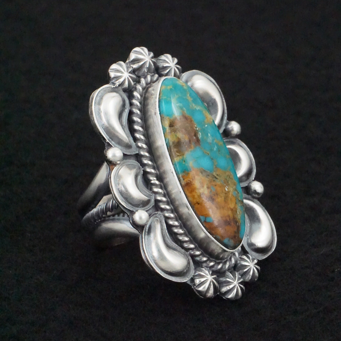 Raymond Delgarito Turquoise & Sterling Silver Ring Size 8