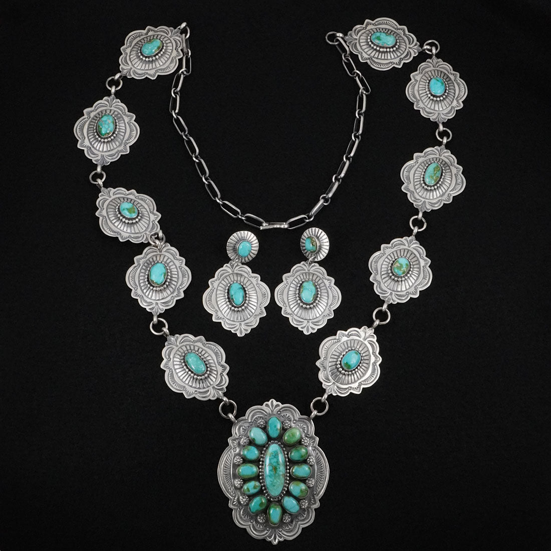 Arnold Blackgoat Turquoise & Sterling Silver Necklace Set