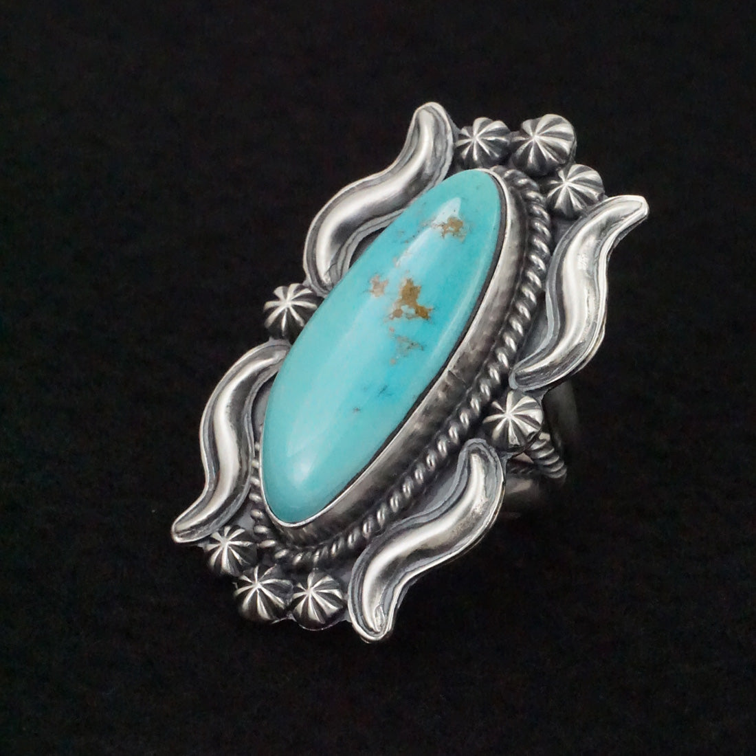 Raymond Delgarito Turquoise & Sterling Silver Ring Size 6