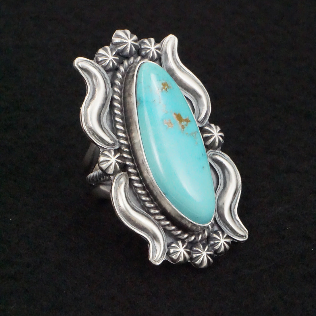 Raymond Delgarito Turquoise & Sterling Silver Ring Size 6