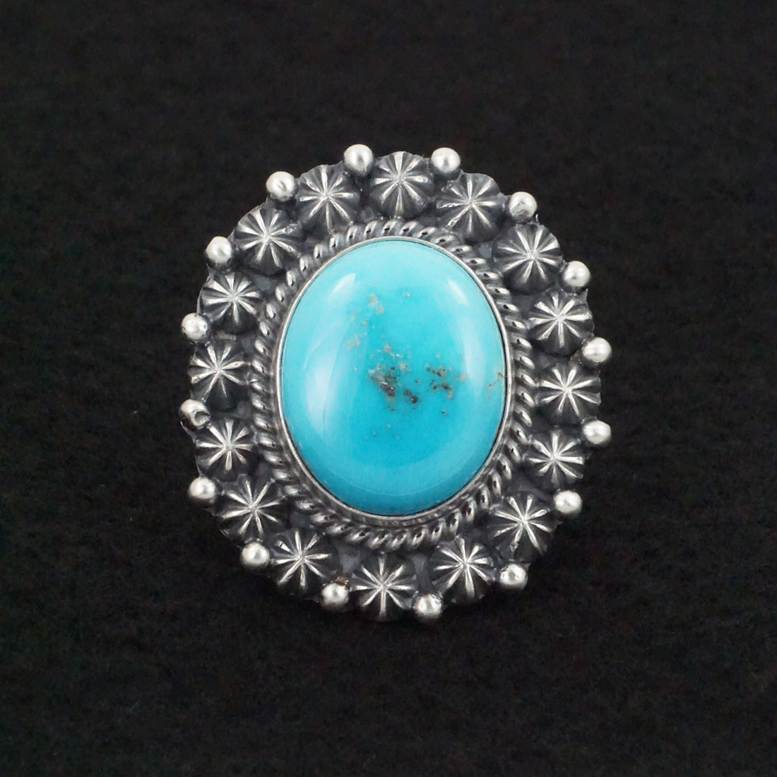 Raymond Delgarito Turquoise & Sterling Silver Ring Size 6.5