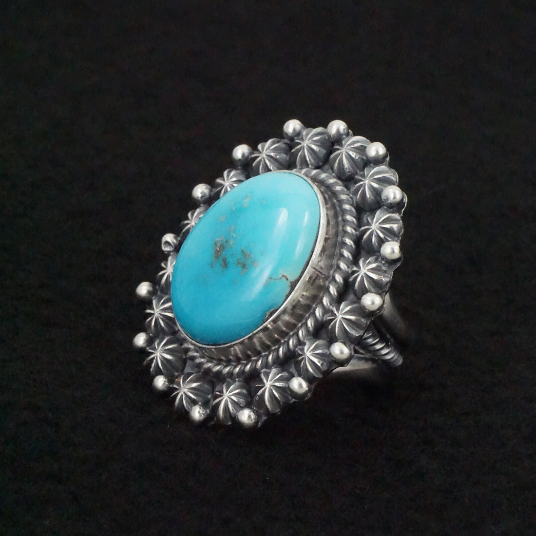 Raymond Delgarito Turquoise & Sterling Silver Ring Size 6.5