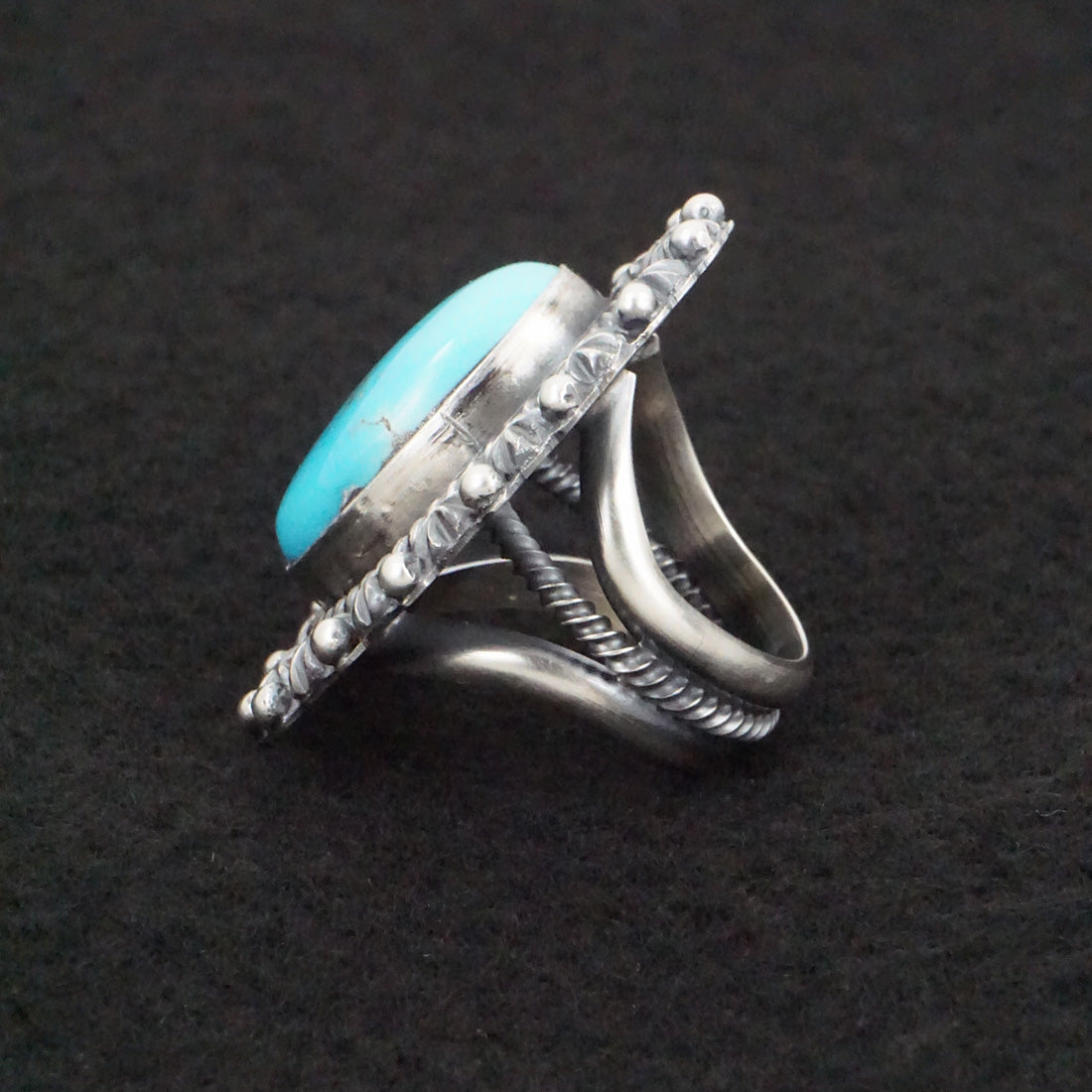 Raymond Delgarito Turquoise & Sterling Silver Ring Size 6.5