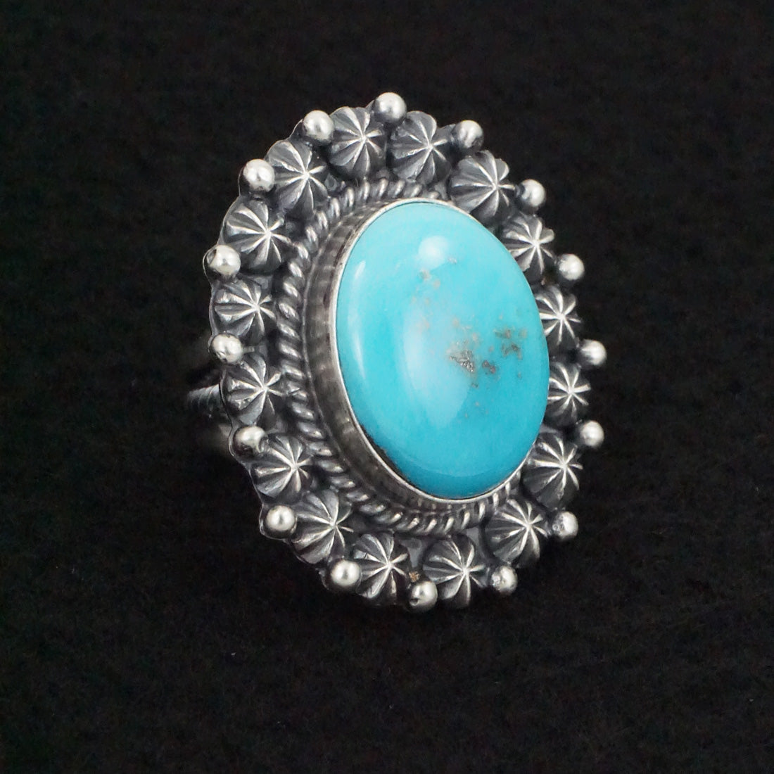 Raymond Delgarito Turquoise & Sterling Silver Ring Size 6.5