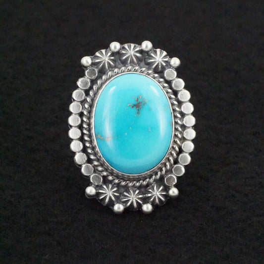 Raymond Delgarito Turquoise & Sterling Silver Ring Size 6.5