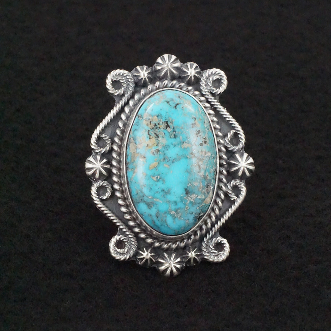 Raymond Delgarito Turquoise & Sterling Silver Ring Size 7.5