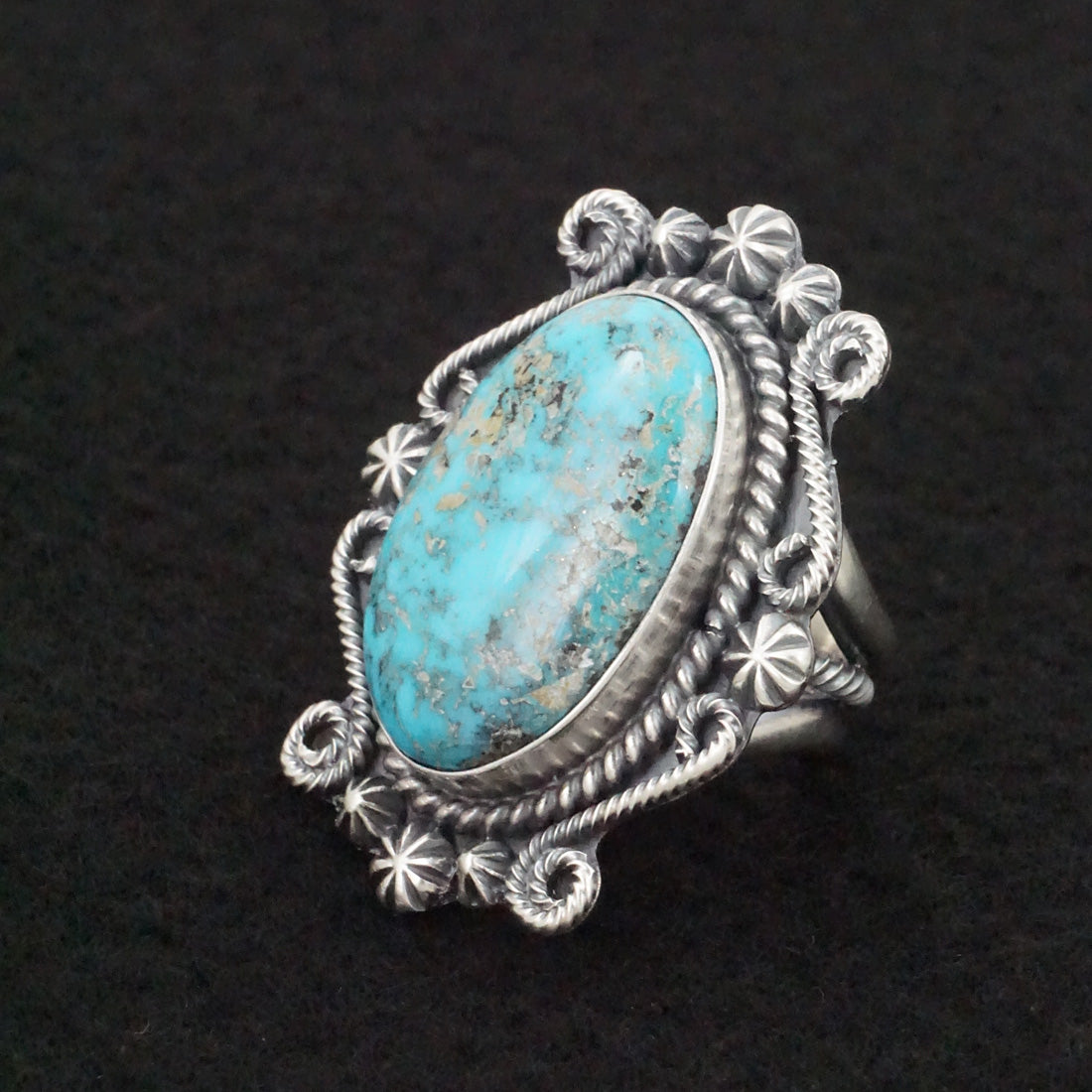 Raymond Delgarito Turquoise & Sterling Silver Ring Size 7.5