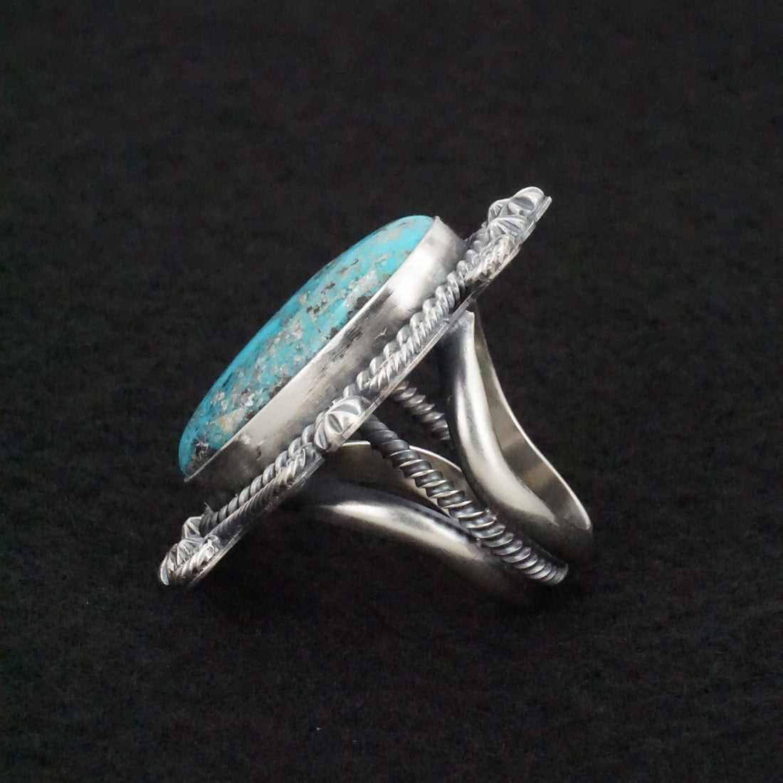 Raymond Delgarito Turquoise & Sterling Silver Ring Size 7.5