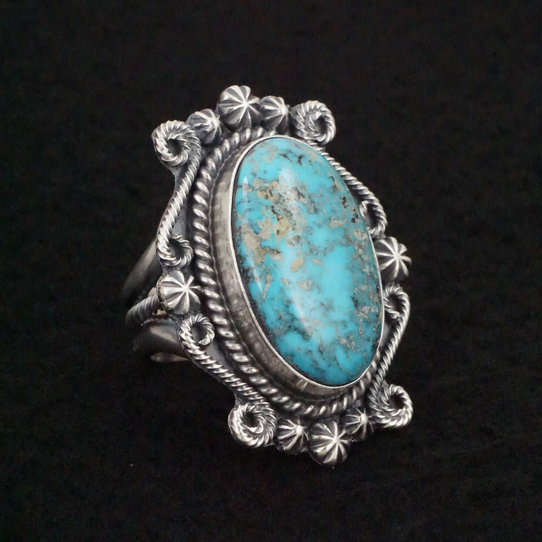 Raymond Delgarito Turquoise & Sterling Silver Ring Size 7.5