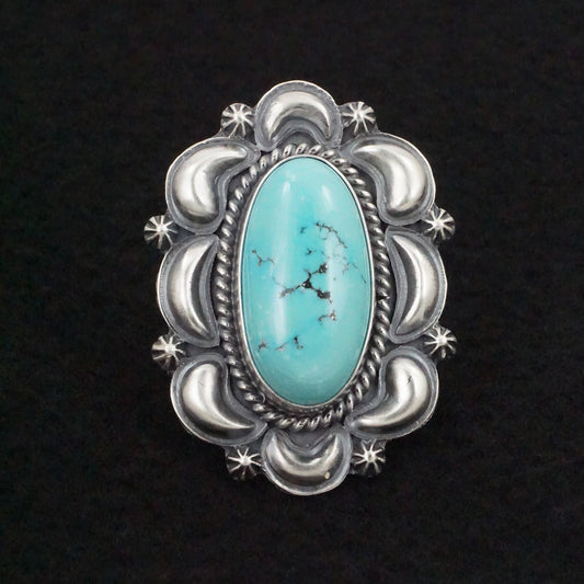 Raymond Delgarito Turquoise & Sterling Silver Ring Size 7.5