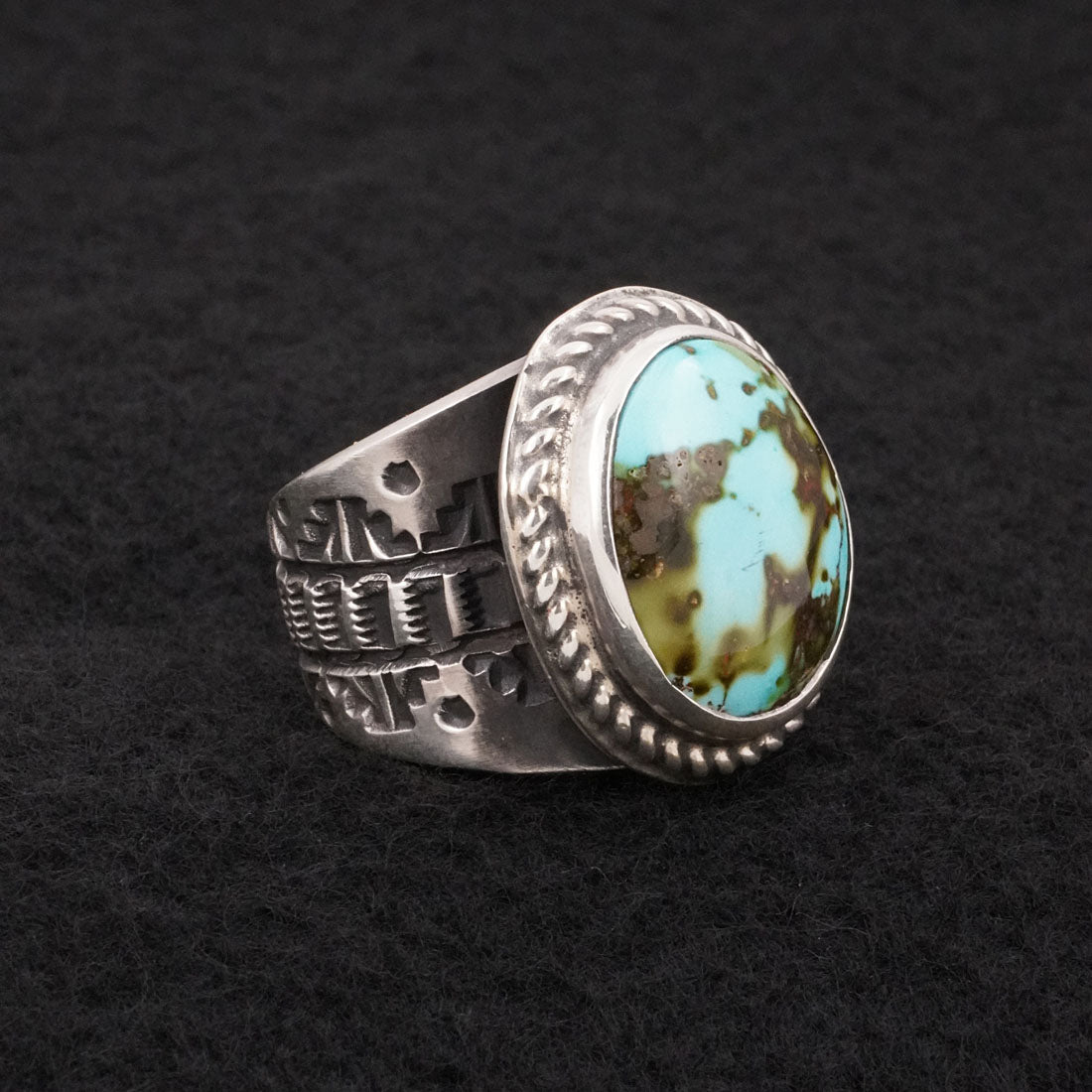 Elvira Bill Turquoise & Sterling Silver Ring Sz. 10.5