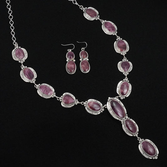 Paul Livingston Spiny Oyster & Sterling Silver Necklace Set