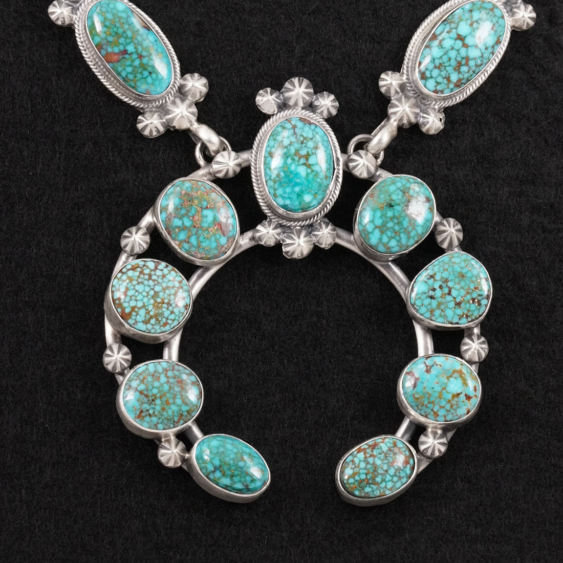 Darrin Livingston Turquoise & Sterling Silver Squash Blossom Set