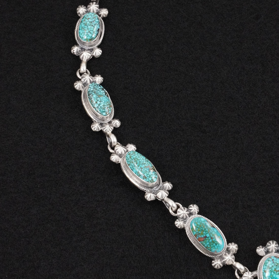 Darrin Livingston Turquoise & Sterling Silver Squash Blossom Set