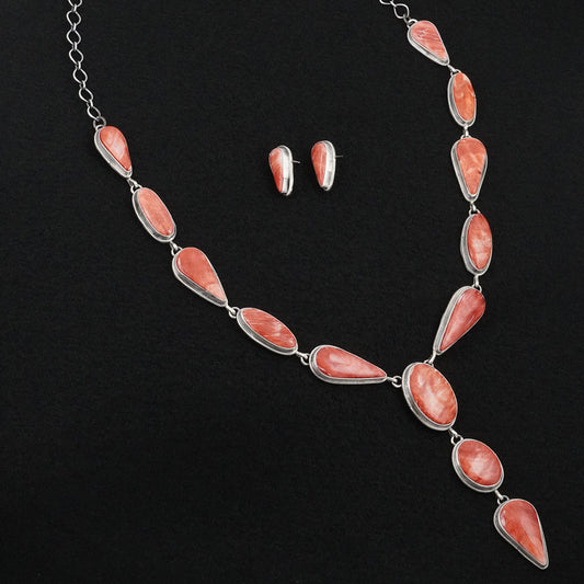 Paul Livingston Spiny Oyster & Sterling Silver Necklace Set