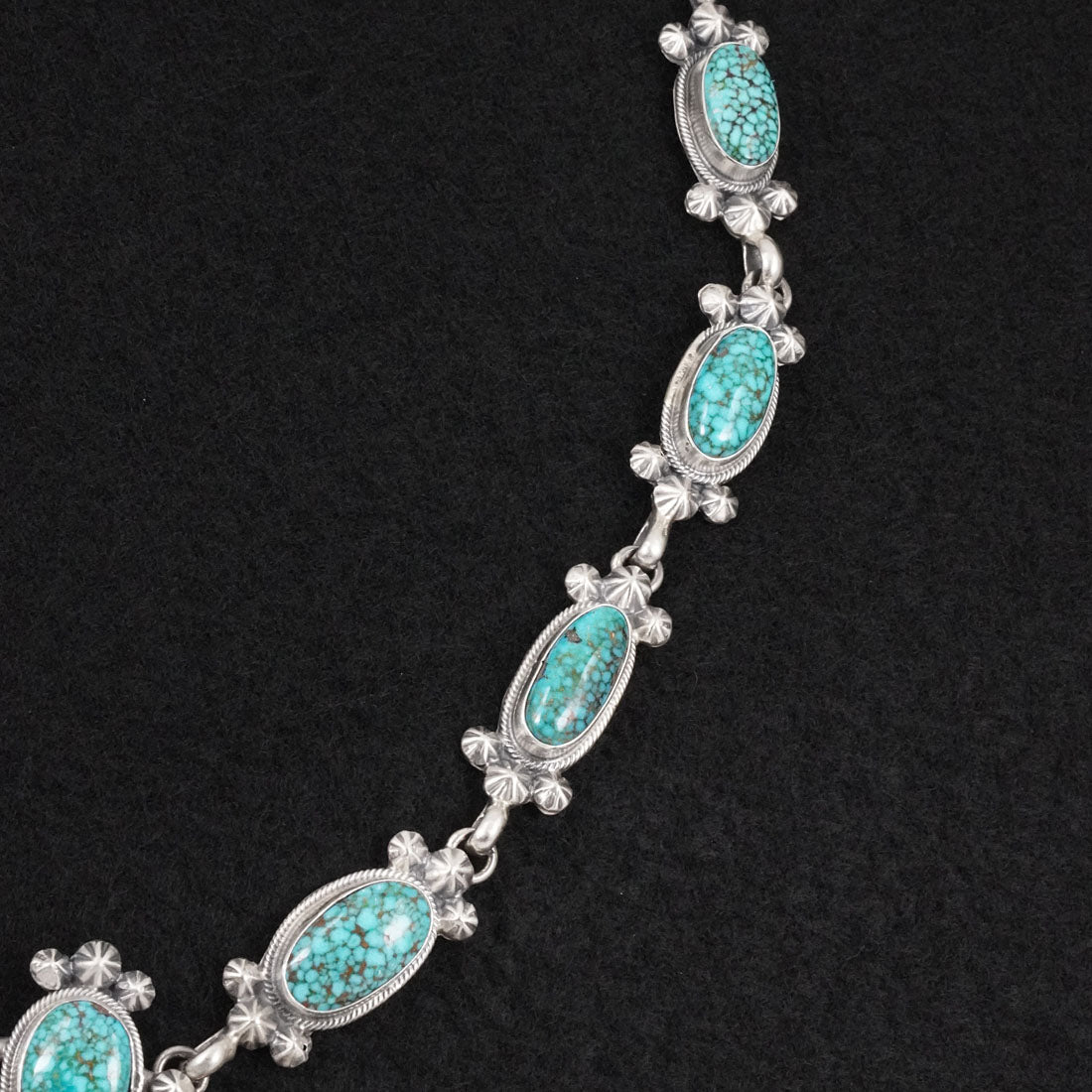 Darrin Livingston Turquoise & Sterling Silver Squash Blossom Set