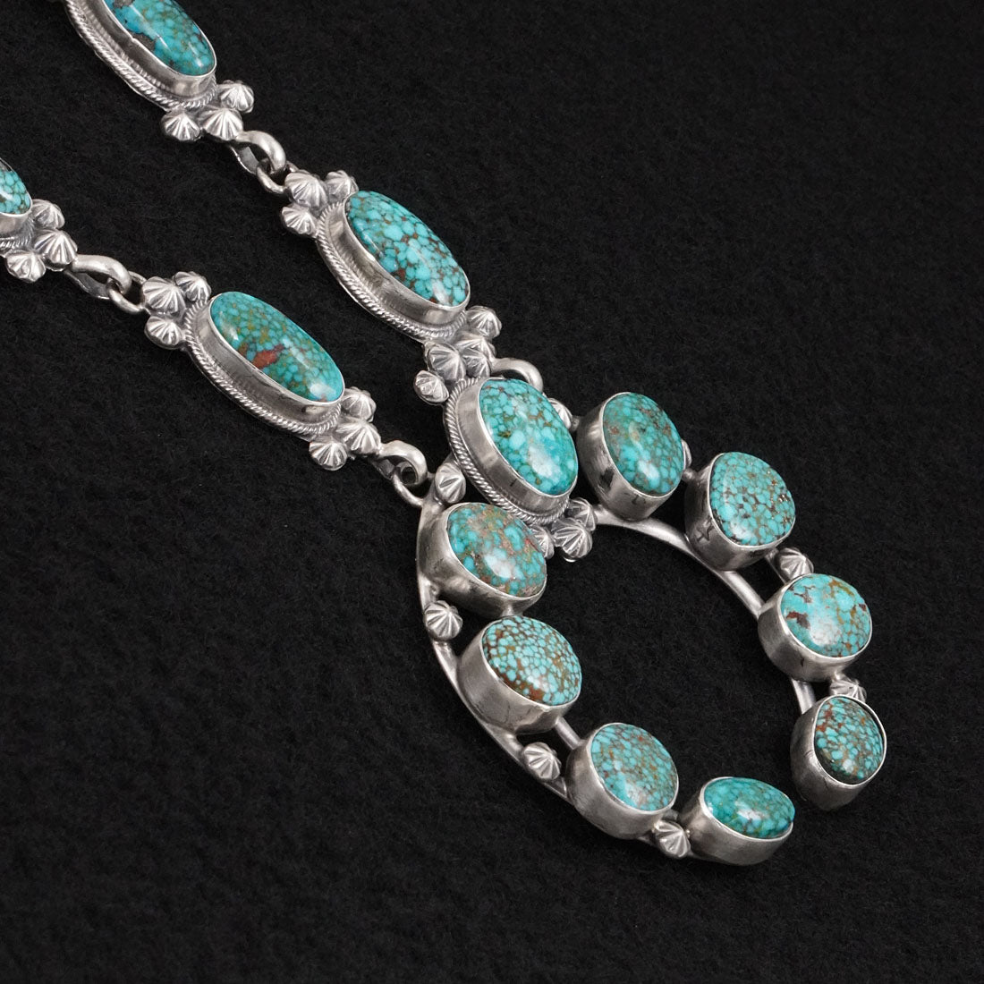 Darrin Livingston Turquoise & Sterling Silver Squash Blossom Set