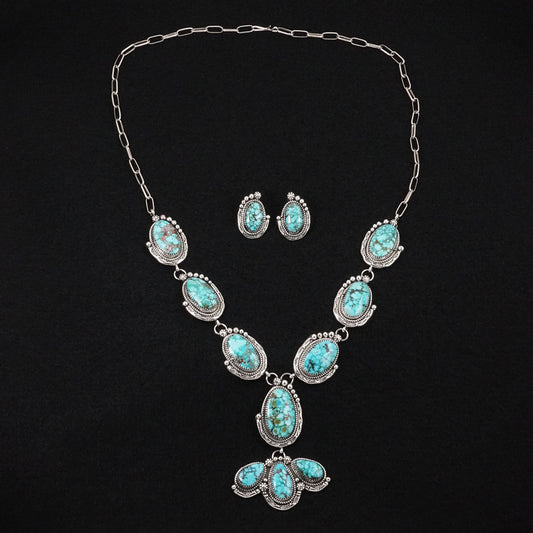 Phil Nez Turquoise & Sterling Silver Necklace Set