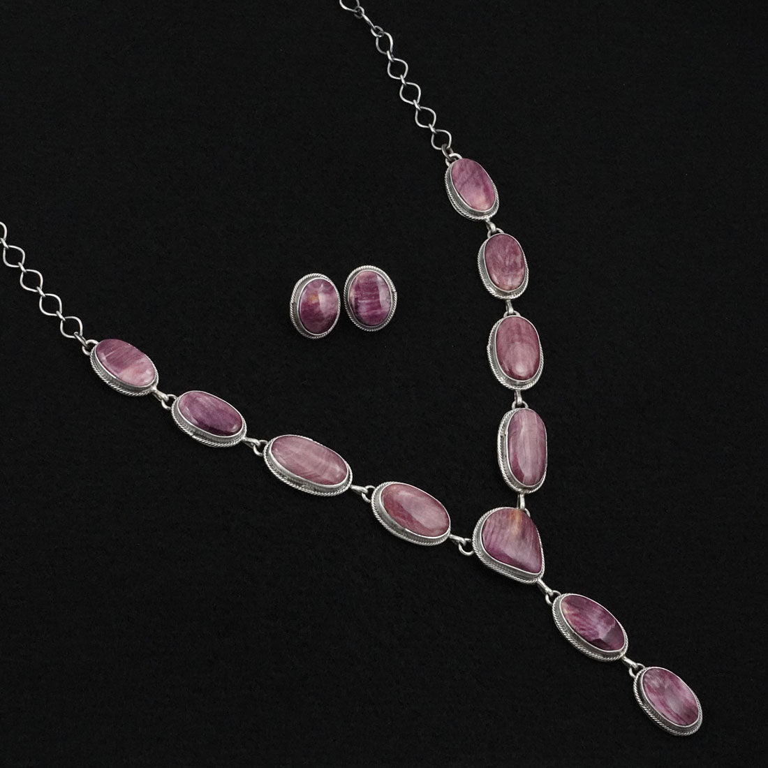 Paul Livingston Spiny Oyster & Sterling Silver Necklace Set