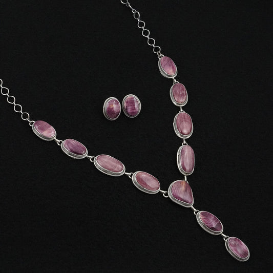 Paul Livingston Spiny Oyster & Sterling Silver Necklace Set