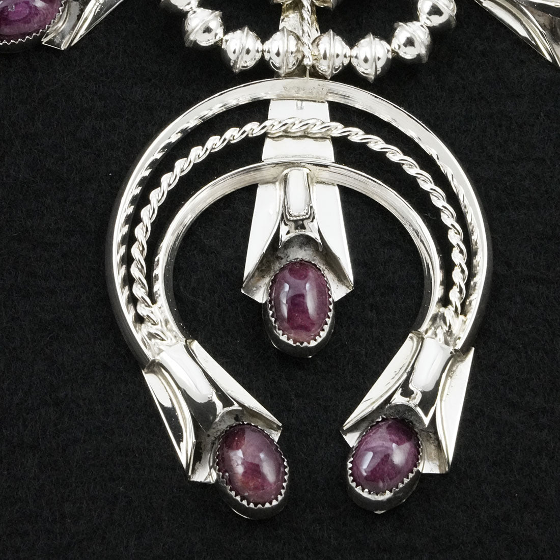 Louise Yazzie Spiny Oyster & Sterling Silver Squash Blossom Set