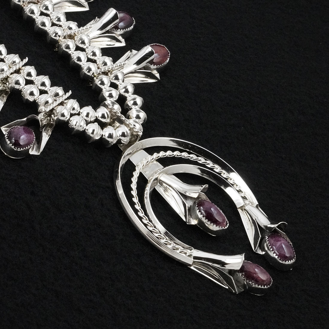 Louise Yazzie Spiny Oyster & Sterling Silver Squash Blossom Set